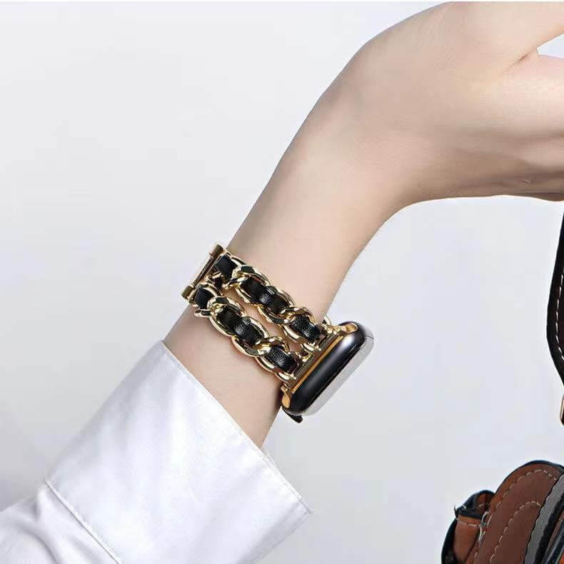 Golden Leather Apple Watch Strap