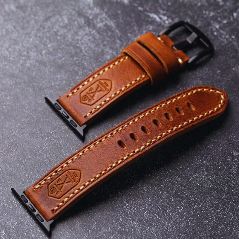 Vintage Leather Apple Watch Strap (light)