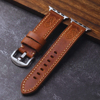 Vintage Leather Apple Watch Strap (light)