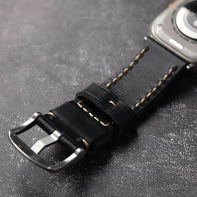 Black Stitched Leather Strap