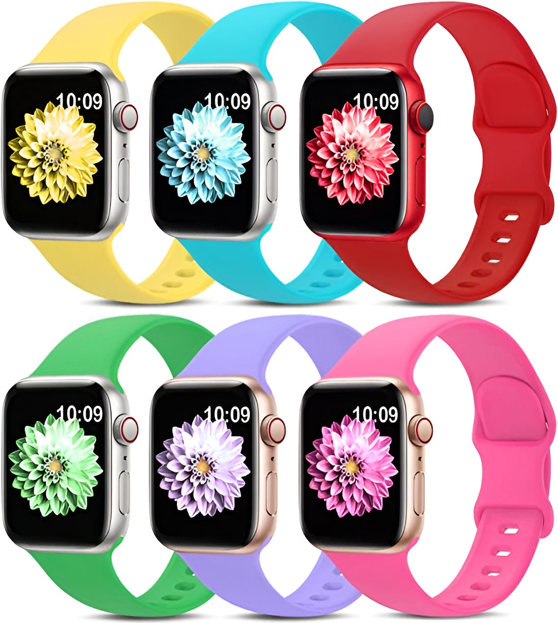 Silicon Apple Watch Strap 6 Pack Bundle